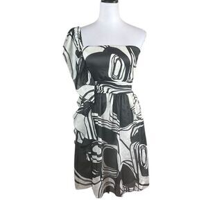 Bisou Bisou Monochrome One Shoulder Dress, Size 6, NWT